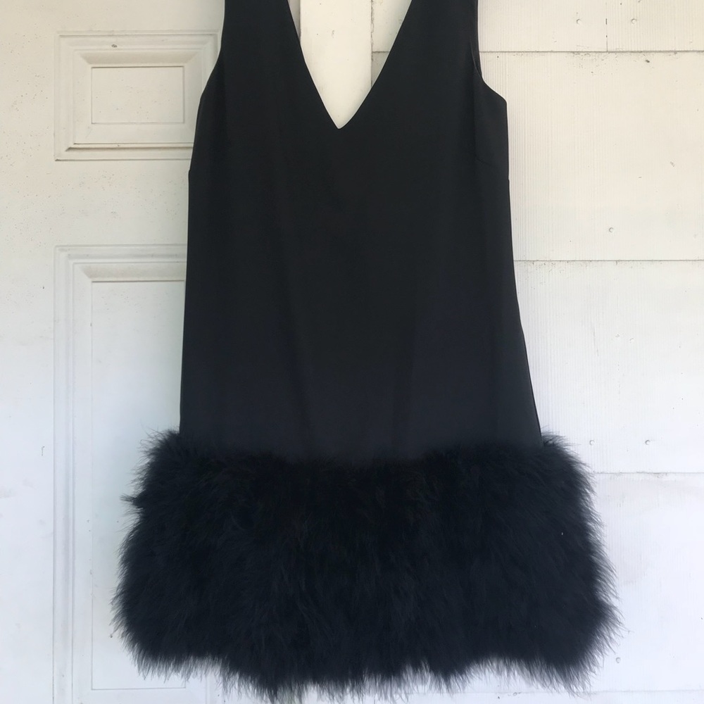 BCBG feather cocktail dress